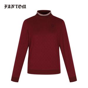 [팬텀] 여성 부클 자수 하이넥 긴팔티셔츠