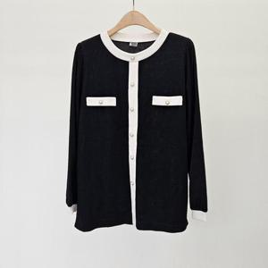 빅사이즈 409 레니배색진주가디건티 DMNS666