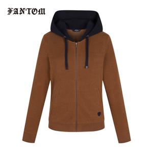 [팬텀] 여성 후드 우븐 컬러 배색 집업 긴팔티셔츠