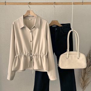 샵앤) 국산 여성 카라 스트링 블라우스N REI-WBL-3994-연베이지