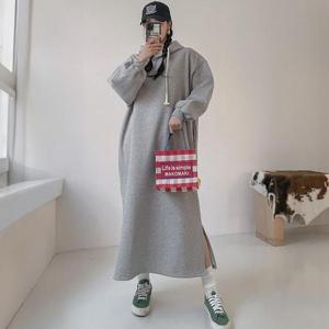 빅사이즈 410 이지박스면후드원피스 DNMS987