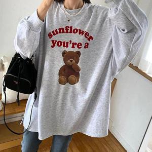 빅사이즈 411 곰캐릭터오버기모긴팔티 DRAQ195