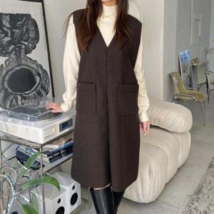 빅사이즈 411 루즈롱브이울조끼원피스 DBSO731