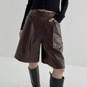 빅사이즈 411 핀탁레더5부와이드팬츠 DLTT137