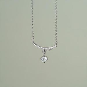 여자 실버 트윙클 스마일 길이조절 체인 목걸이