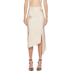 25 FW 코페르니 여성 오프 화이트 플라워 미디 스커트 242325F092004