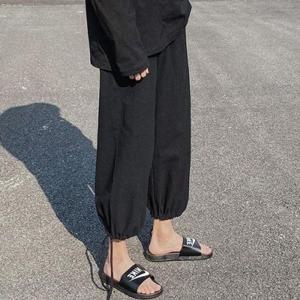 스트링 조절 7부 밴딩 와이드 조거팬츠 ISPA76 면바지 캐주얼