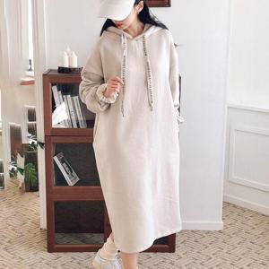 빅사이즈 411 기모후드포켓롱원피스 DGGK619