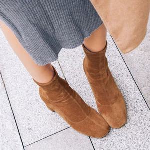 스웨이드 삭스 앵클부츠 사각코 앵글부츠 워커