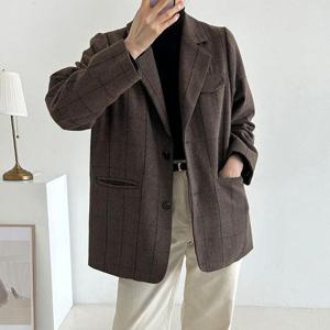 빅사이즈 412 데이지체크테일러드자켓 DBNT455