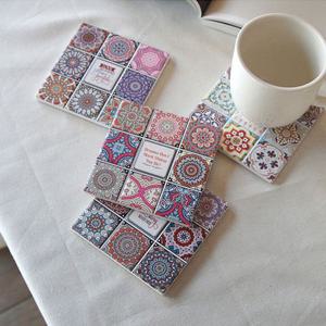 논슬립 패턴 컵받침 4Pset 티 코스터 커피 받침대