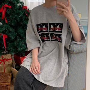 빅사이즈 412 나이트도그나염박스티 DMOT534