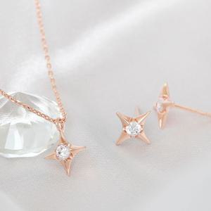 로즈골드 14KGP 큐빅 별 베이직 체인 목걸이