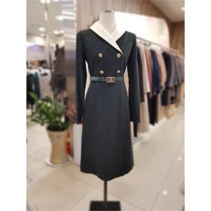 미니멈 세이브존01 미니멈 더블버튼 배색카라 원피스 mwdgwo9140