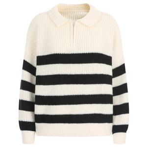 샵앤) 여성 반집업 카라넥 단가라 니트 티셔츠 BOM-WKN-20245-아이보리