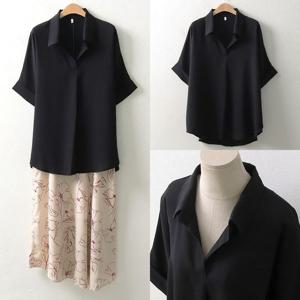 빅사이즈 WW 롤업가오리블라우스 5181H205 오버핏