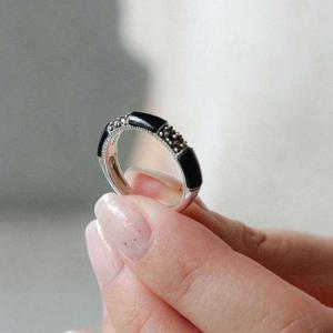 바이데이지 오닉스 원마카사이트 쌍가락지형 실버반지 Br0344