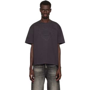 25 FW 가니 남성 블랙 하트 헤비 코튼 드롭 숄더 티셔츠 251144M213000