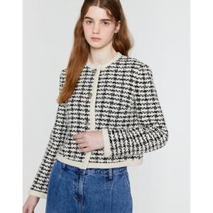 질스튜어트 뉴욕 여성 24SS 클리어런스스테디셀러블랙 라인배색 면혼방 트위드자켓 WJJA4A100BK