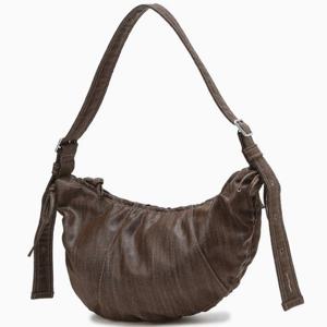 [질스튜어트] 다크브라운 코티드 캔버스 호보 크로스백M JABA4F241W3