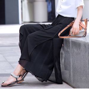 주름 쉬폰 와이드 치마바지