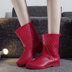 데일리 캐주얼 여자 겨울 털안감 미들 레인 부츠 슈즈