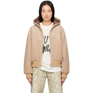 25 FW BAPE 여성 베이지 코듀로이 패딩 후드티 재킷 242546F058000