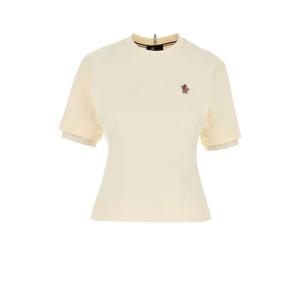 몽클레어 그레노블 여성 아이보리 Stretch 면 반팔 티셔츠 8C0000189AW1 04A