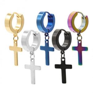 한쪽귀걸이 써지컬스틸 십자가 볼드