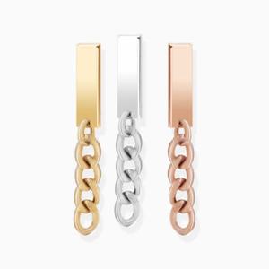 (실버) 미니 사각 체인 귀걸이