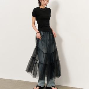 WOMAN 시어 레이어드 롱스커트 [2COL] / WBE2L13516