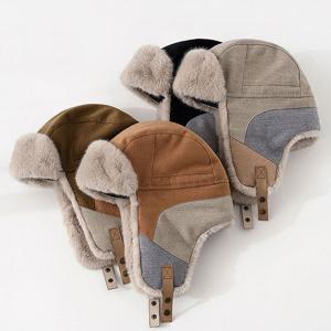 스웨이드 스티치 퍼 남녀공용 귀달이 모자 군밤모자