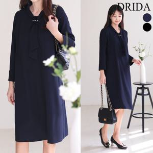 [드리다]드리다 봄 가을 빅사이즈 타이 원피스 40-50대 엄마옷