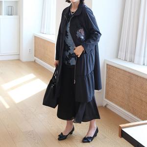 [쉬즈마담]J31666 프릴 소매롤업 짚업 롱자켓 50대 엄마옷