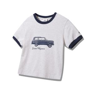 [지프]여성 크롬 슬림 배색 립브 반팔티셔츠 JQ2TSF233