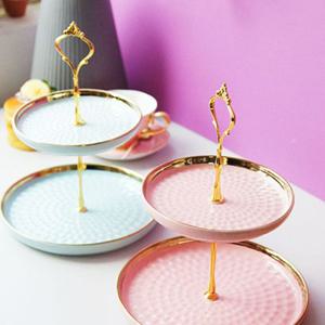 파스텔 샤론 골드 2단 케이크스탠드 파티플레이트