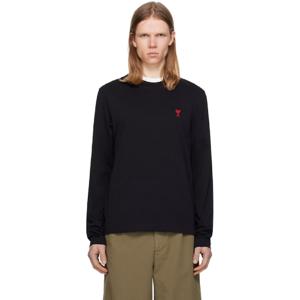 AMI Paris 티셔츠 블랙 아미 드 꾀흐 코튼 티셔츠 251482M213024