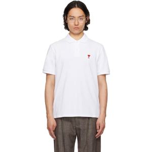 AMI Paris 폴로셔츠 화이트 코튼 아미 드 꾀흐 폴로 셔츠 251482M212009