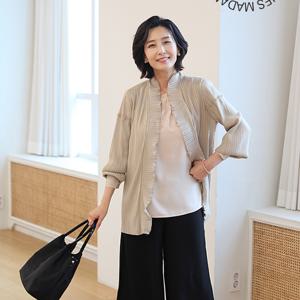 [쉬즈마담]J31672 숄프릴넥 소매버튼 플리츠 가디건 60대 엄마옷