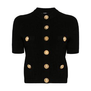 발망 엠보스드 버튼 반소매 가디건 CF1KL023KB07