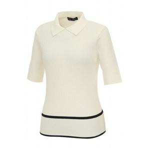 [23구골프][23구]여성 배색 라인 카라 니트 스웨터 EN3LKT016