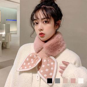 땡땡이 리본 쁘띠퍼 밍크 퍼 머플러 숏목도리