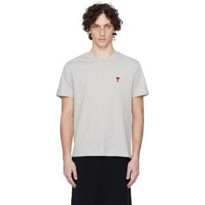 AMI Paris 티셔츠 그레이 코튼 아미 드 꾀흐 티셔츠 251482M213027