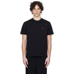 AMI Paris 티셔츠 블랙 코튼 아미 드 꾀흐 티셔츠 251482M213028