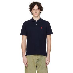 AMI Paris 폴로셔츠 네이비 코튼 아미 드 꾀흐 폴로 셔츠 251482M212006