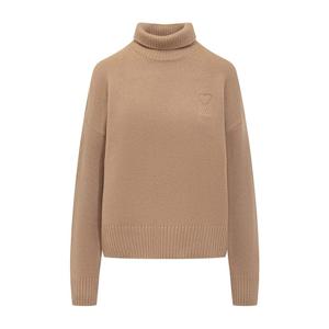 아미 하트 로고 퍼널 넥 니트 누드 UKS444 KN0028 264