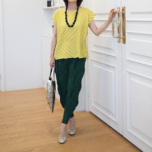 [쉬즈마담]T57360 아방 사선언발 루즈핏 플리츠티 50대엄마옷