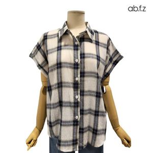 [에이비에프지]체크 패턴 루즈핏 반팔 면 남방 APZ3HB33H