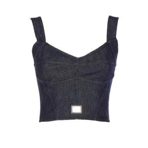 돌체앤가바나 로고 플라크 데님 코르셋 탑 F7W98DG8MS5 S9001 TP934895524