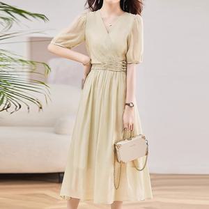 클레어 브이넥 퍼프소매 롱원피스_BJ2OP016